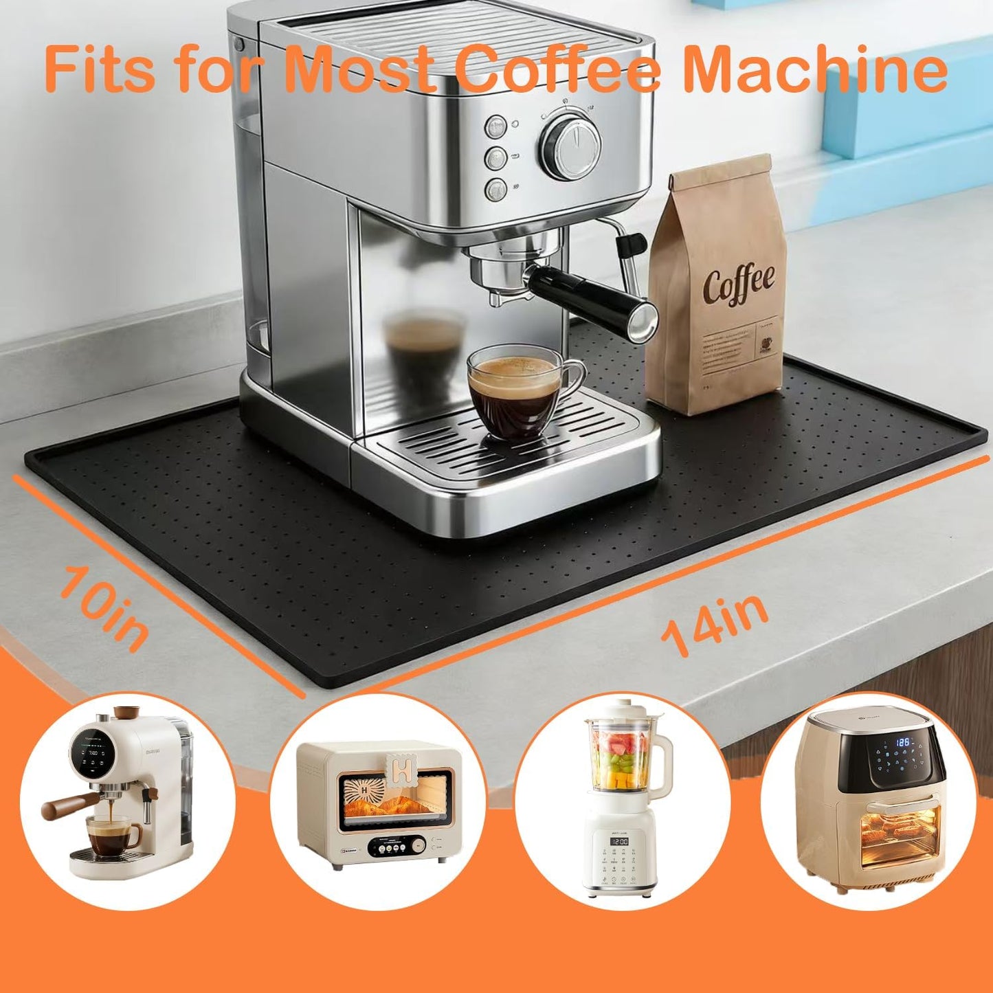 Tapete silicona cafetera 10x14pulg impermeable antiderrap