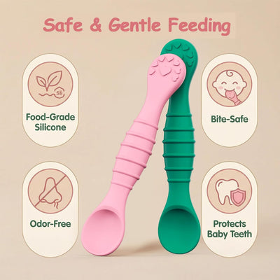 5 Cucharas Silicona Bebé BLW Sin BPA Protector