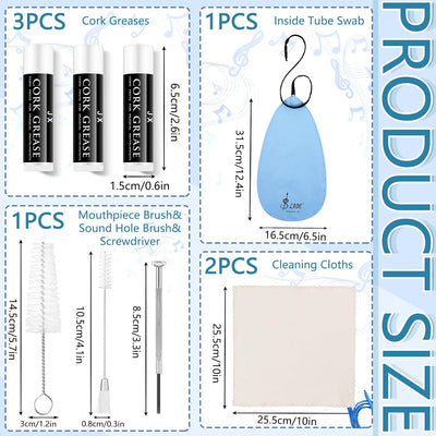 Kit limpieza clarinete 23 pzas hisopo grasa corcho reposapulgares