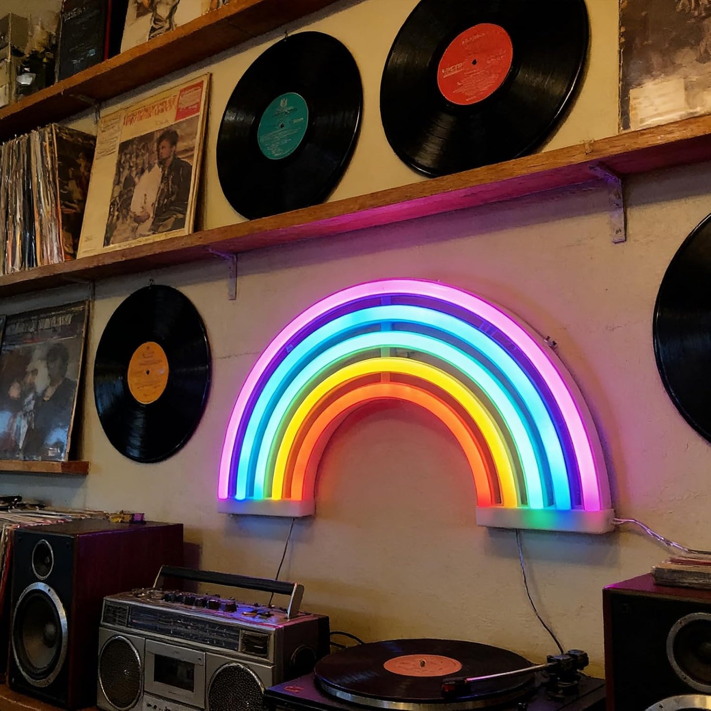 Letreros neón arcoíris para decoración fiesta cumpleaños