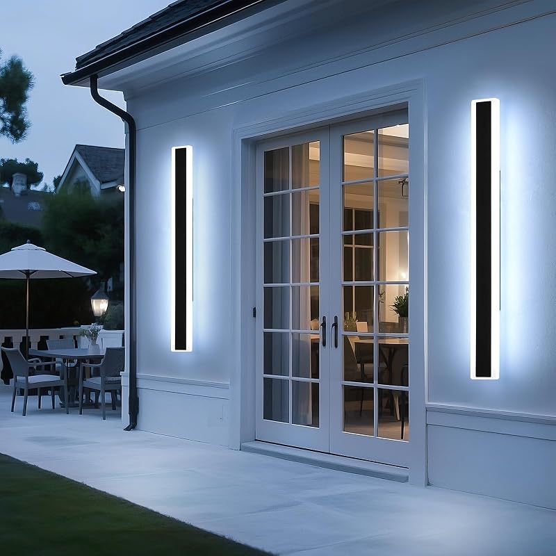 2 Lámparas LED pared 57" 6000K blanco frío IP65 negro