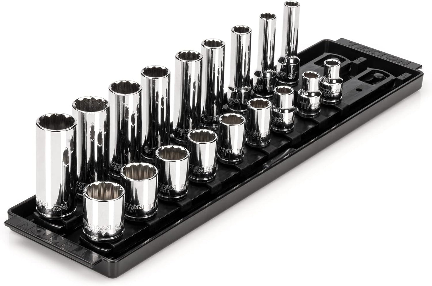 Set llaves vaso 3/8 pulg 18 Pzas con bandeja