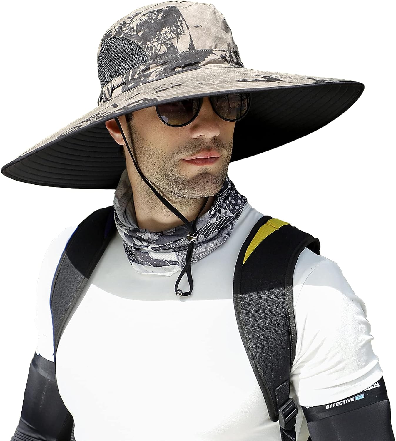 Sombrero ala ancha UPF50 impermeable transpirable hombre