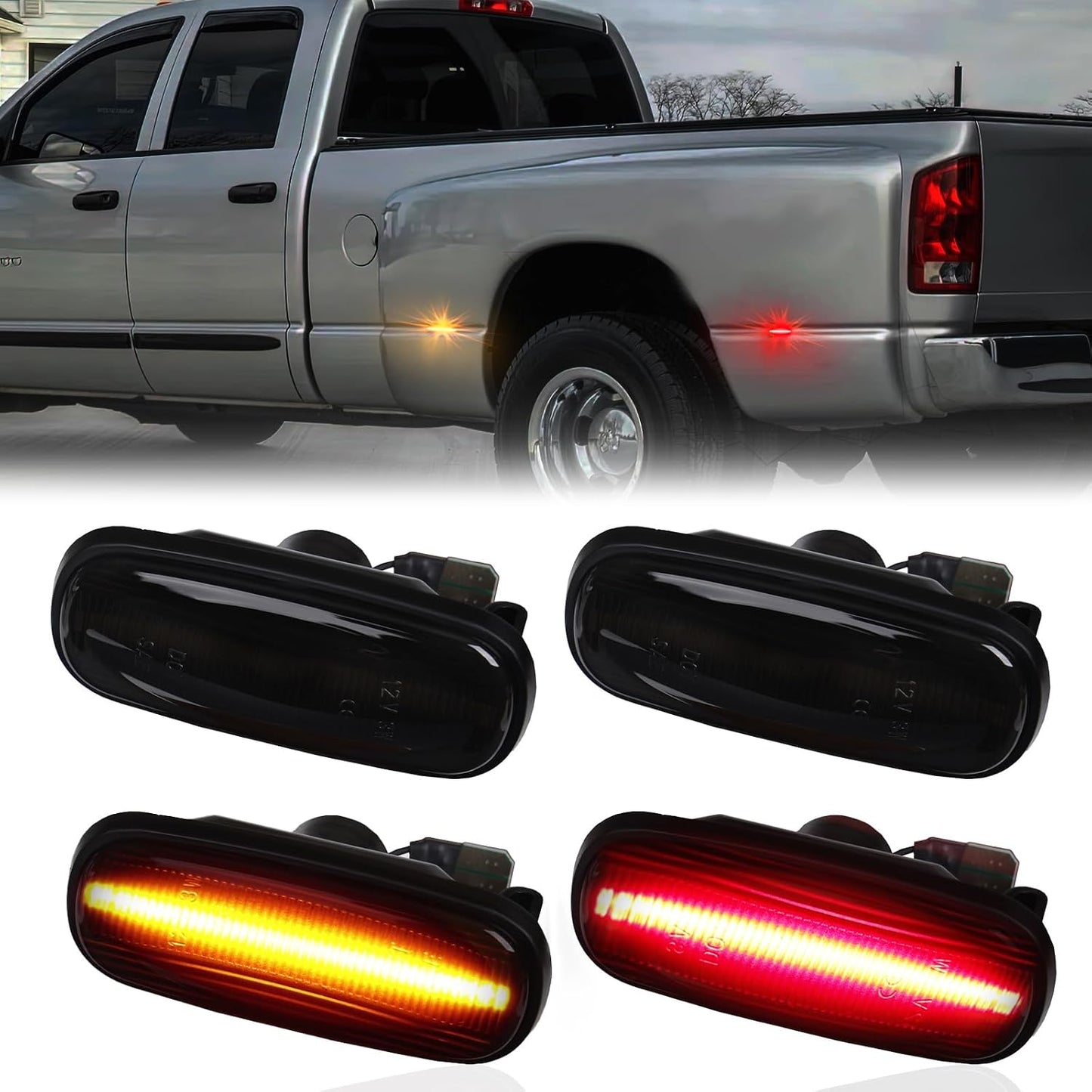 Luces LED doble posición guardabarros Dodge Ram 2009 rojo ámbar