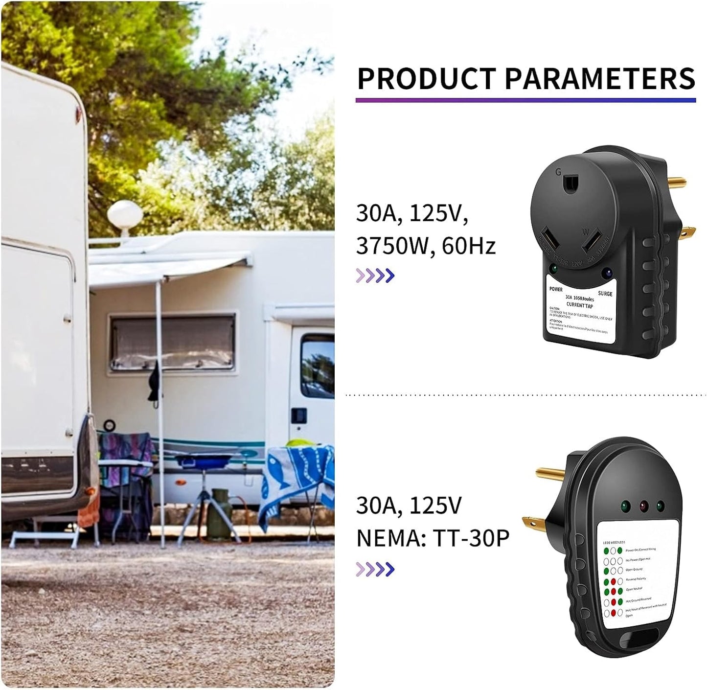 Probador circuito sobretensión RV 30A 1050J con LED Nema