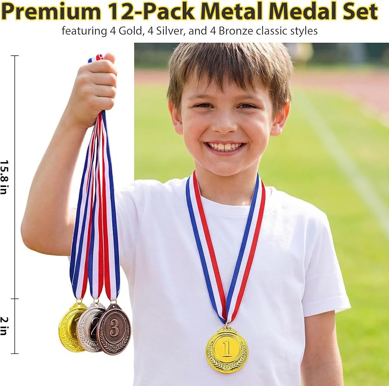 12 Medallas Oro Plata Bronce 2pulg Deportes Competencias