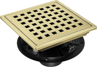Drenaje ducha cuadrado 6pulg acero inox oro cepillado