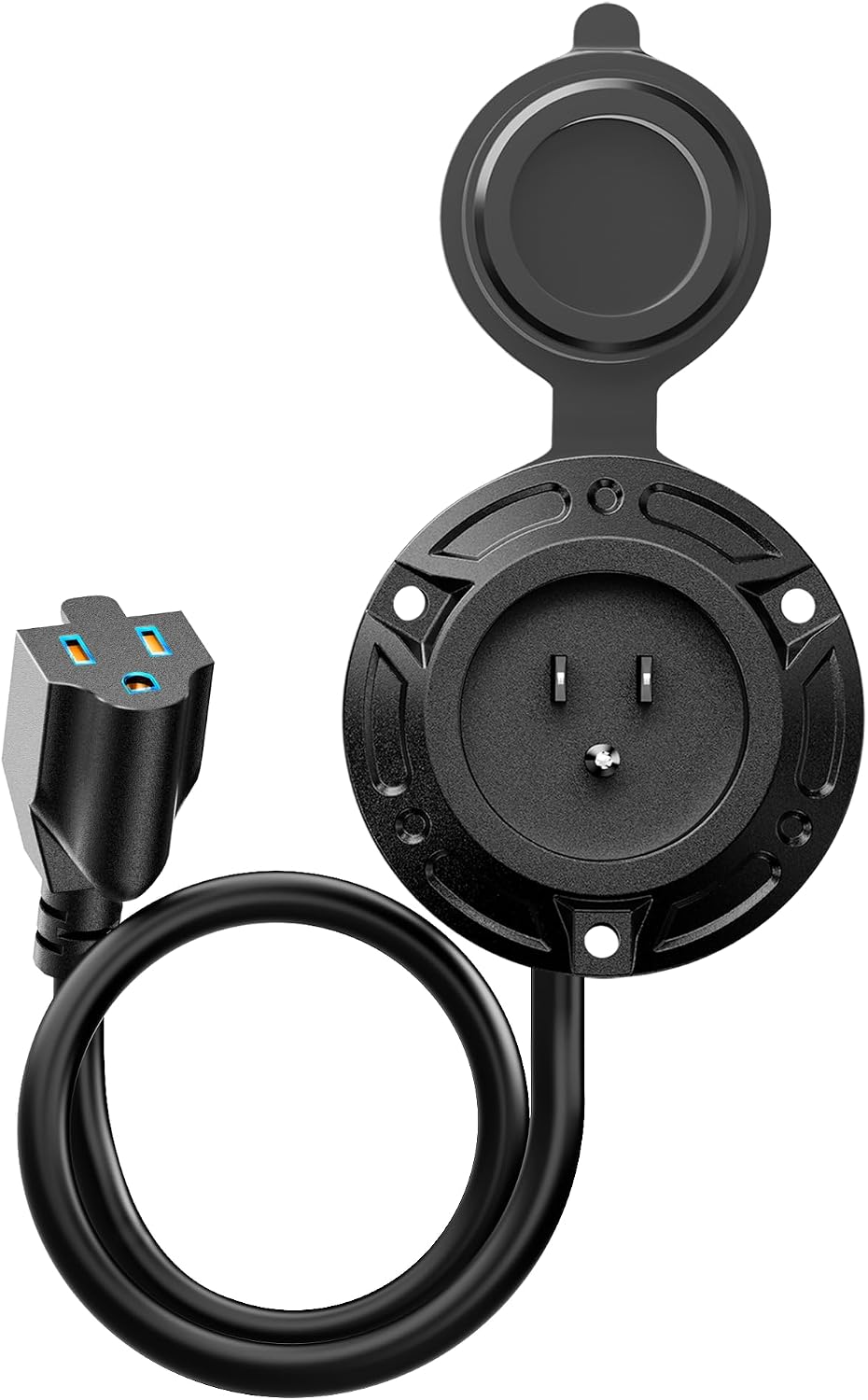 Enchufe RV 15AMP 125V con cable 16" y tapa resistente
