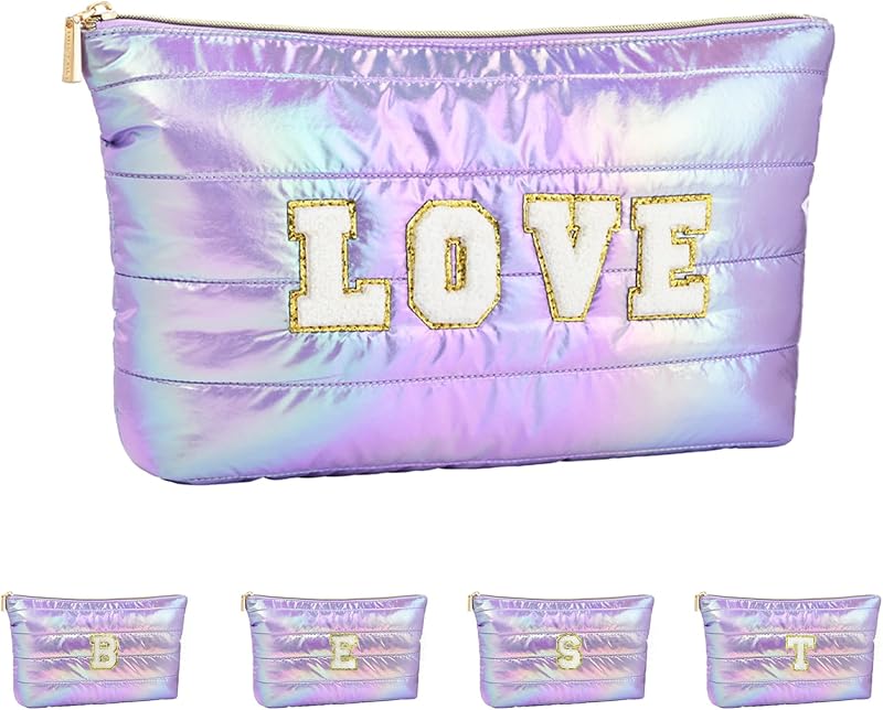 Bolsa maquillaje acolchada 3 pzas color morado