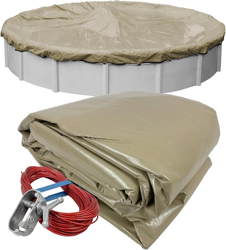 Cubierta piscina invierno marrón 24ft solape 4ft malla 14x14