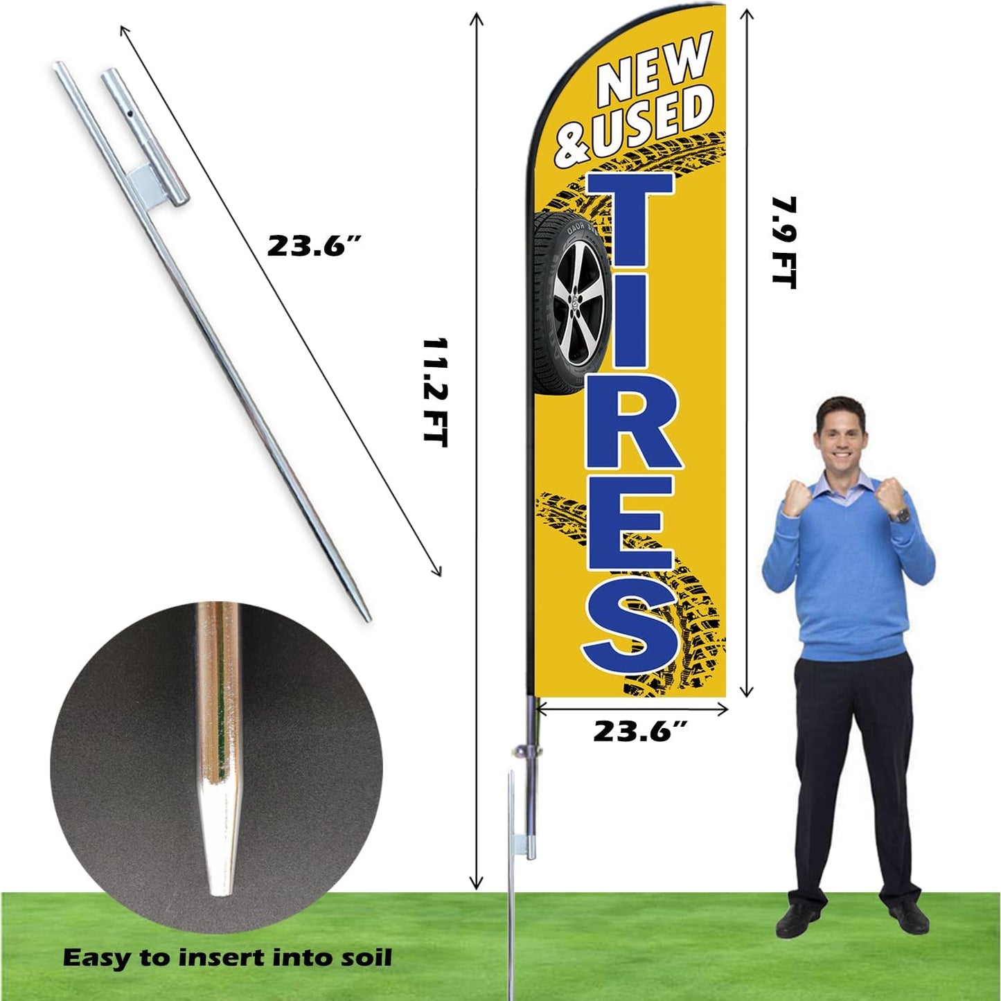 Kit banderas neumáticos 8x12ft pico tierra azul