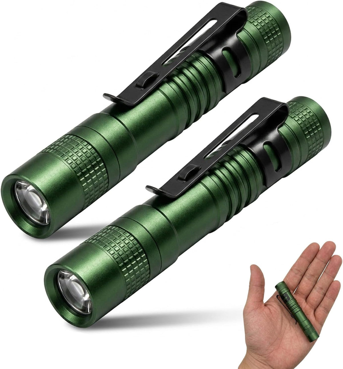 2 Linternas LED mini aluminio impermeable con clip