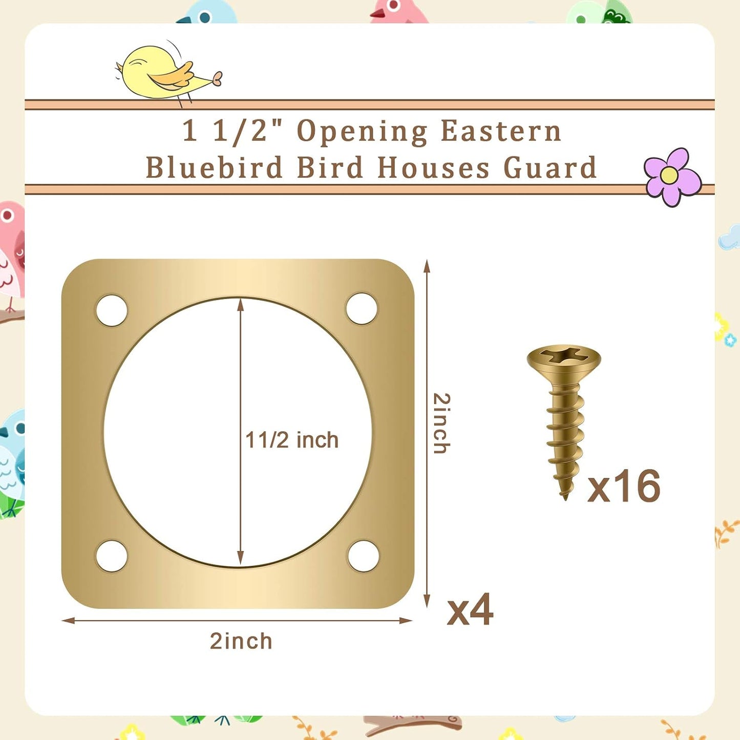 Protector metal casa pájaros portal cobre 1.5pulg 8pzas