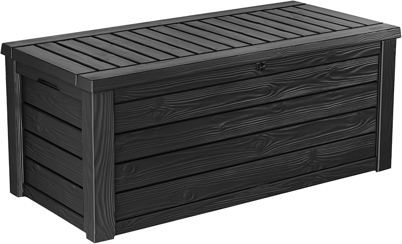 Caja resina para muebles patio herramientas piscina gris