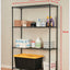 Estantería alambre 48x18x72 con ruedas 4 estantes negro