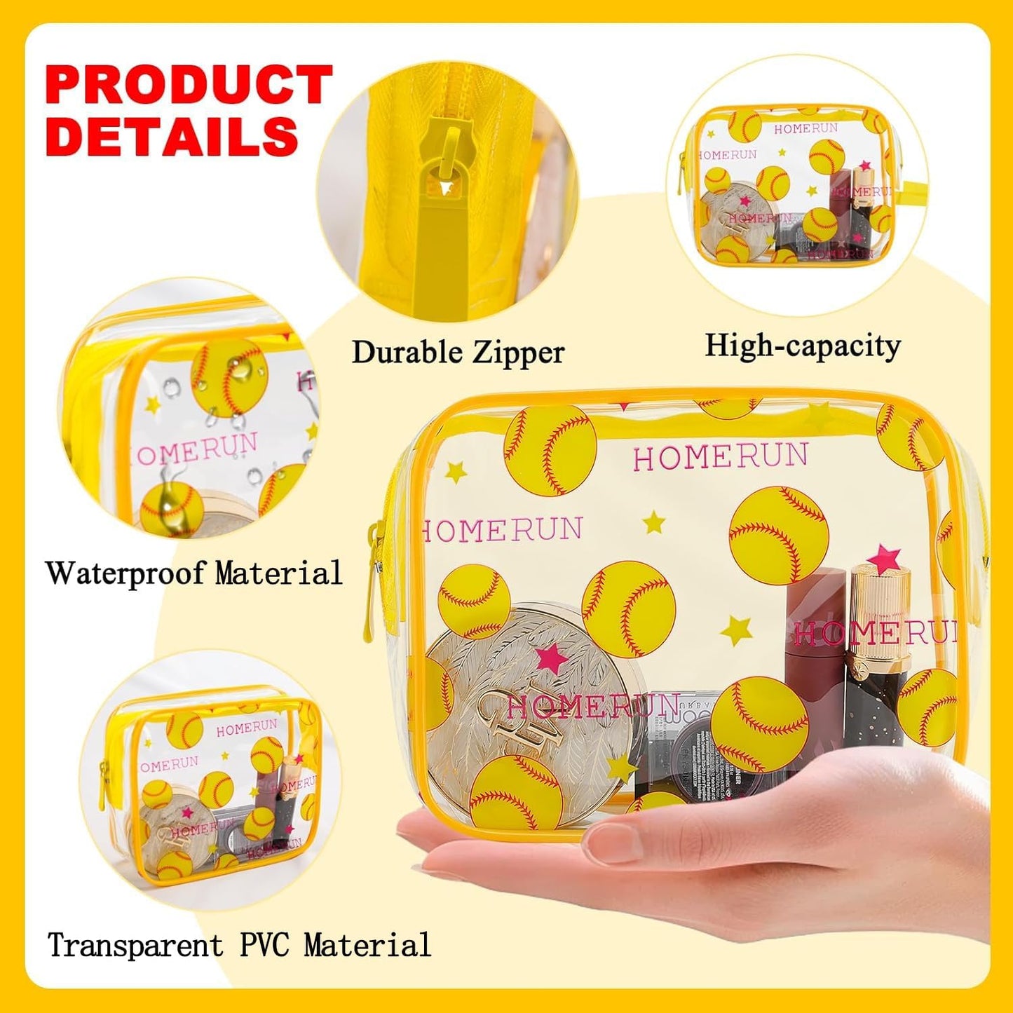 Bolsa cosméticos sóftbol 16 pzas resistente agua