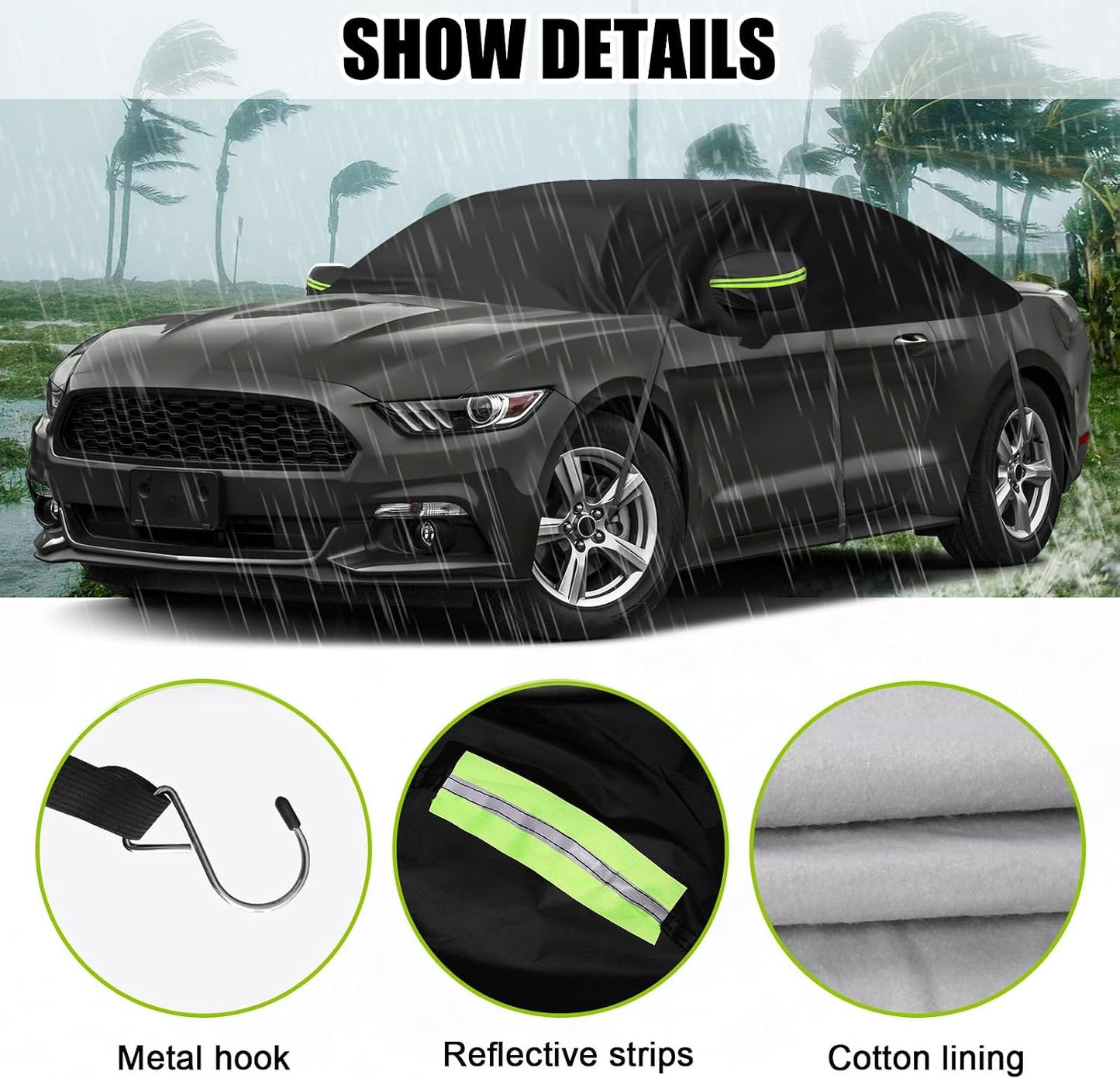 Media funda coche Oxford negra 300D comp Ford Mustang