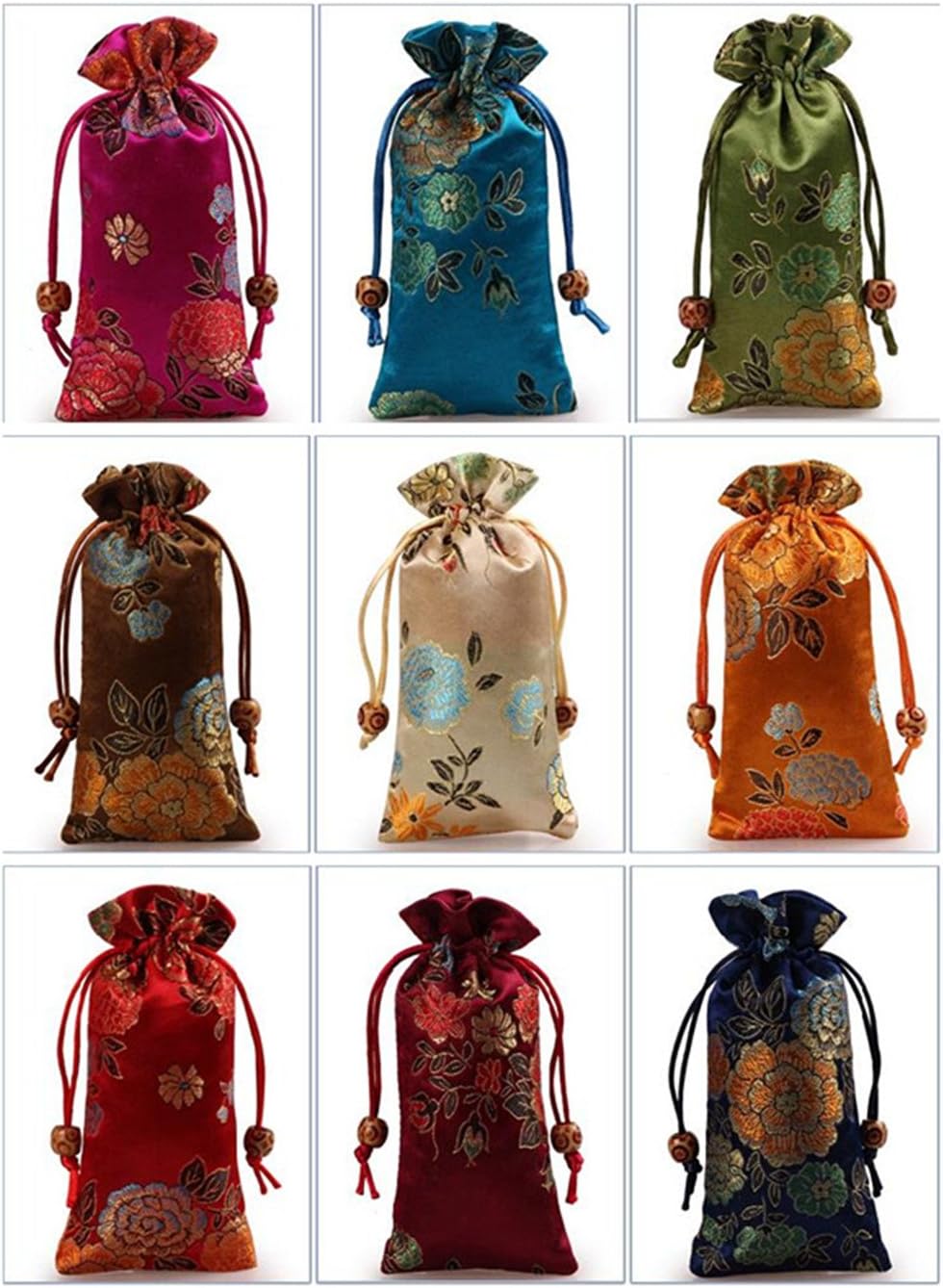Bolsas brocado seda 3x6" 6 Pzas