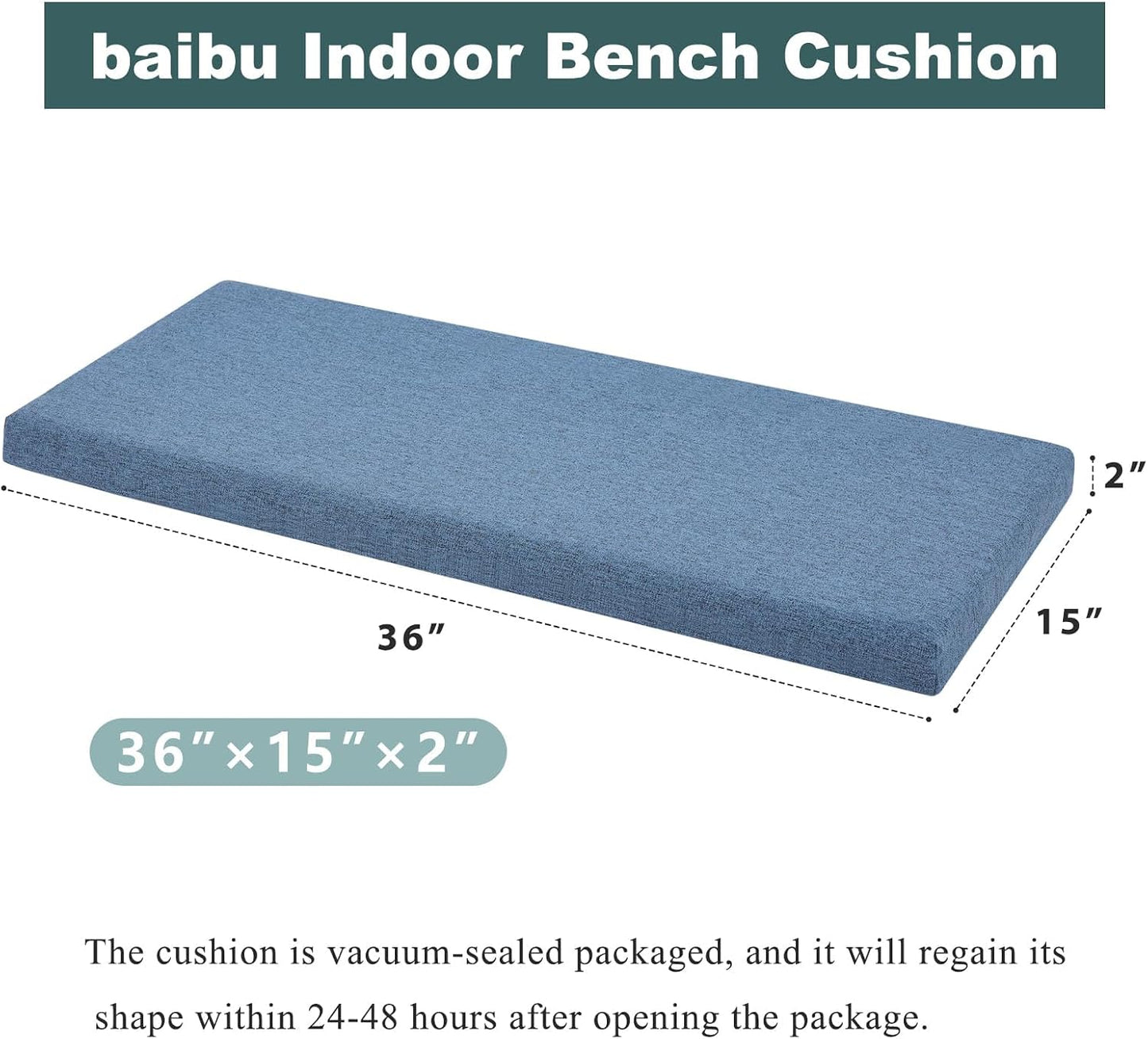 Cojín banco 36x15" espuma viscoelástica antiderrap azul
