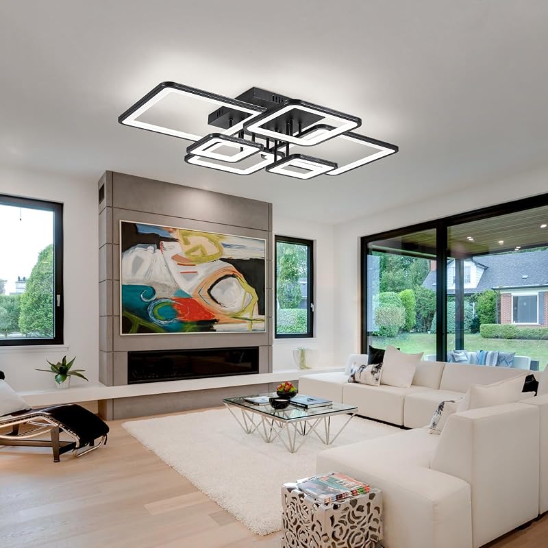Lámpara techo LED negra 31.5pulg regulable control remoto
