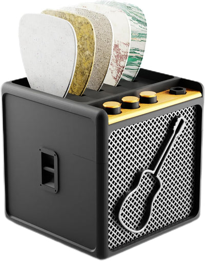 Soporte púas guitarra organizador elegante negro