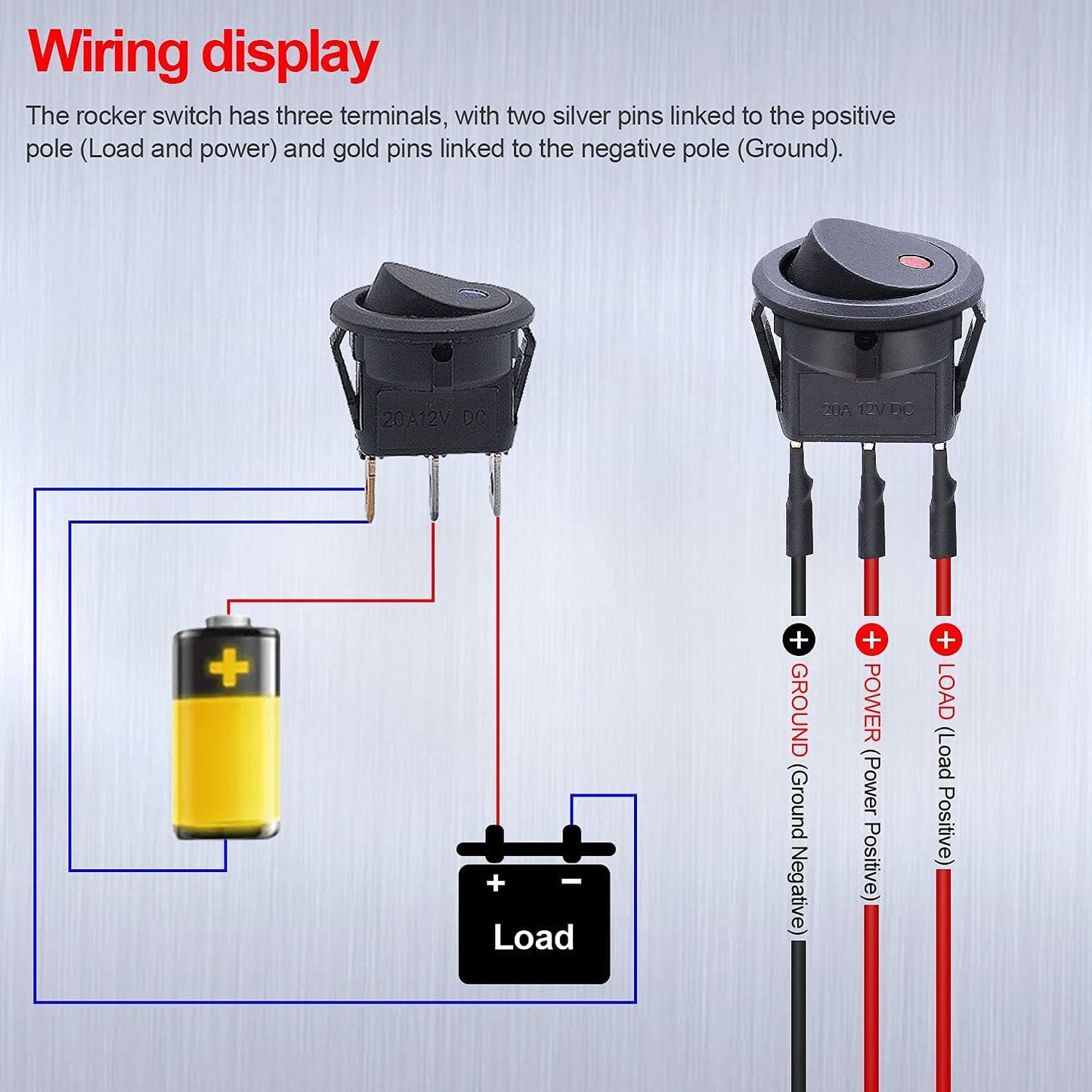 8 Pzas Interruptor Basculante 12V DC 20A Con Luz Roja