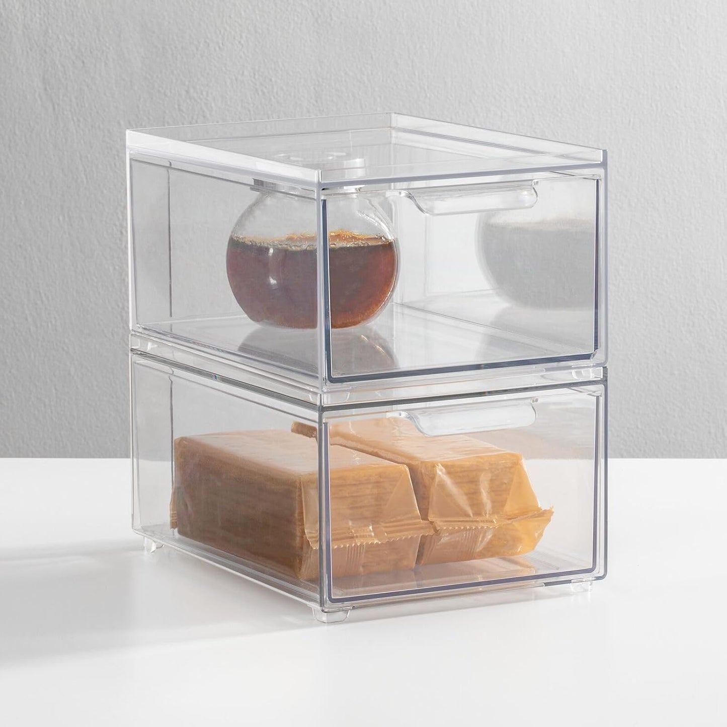 Caja almacenamiento apilable con cajón plástico 2unid