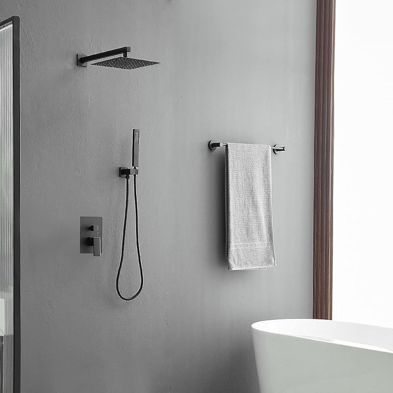 Sistema ducha lluvia 12" color negro mate mezclador lujo