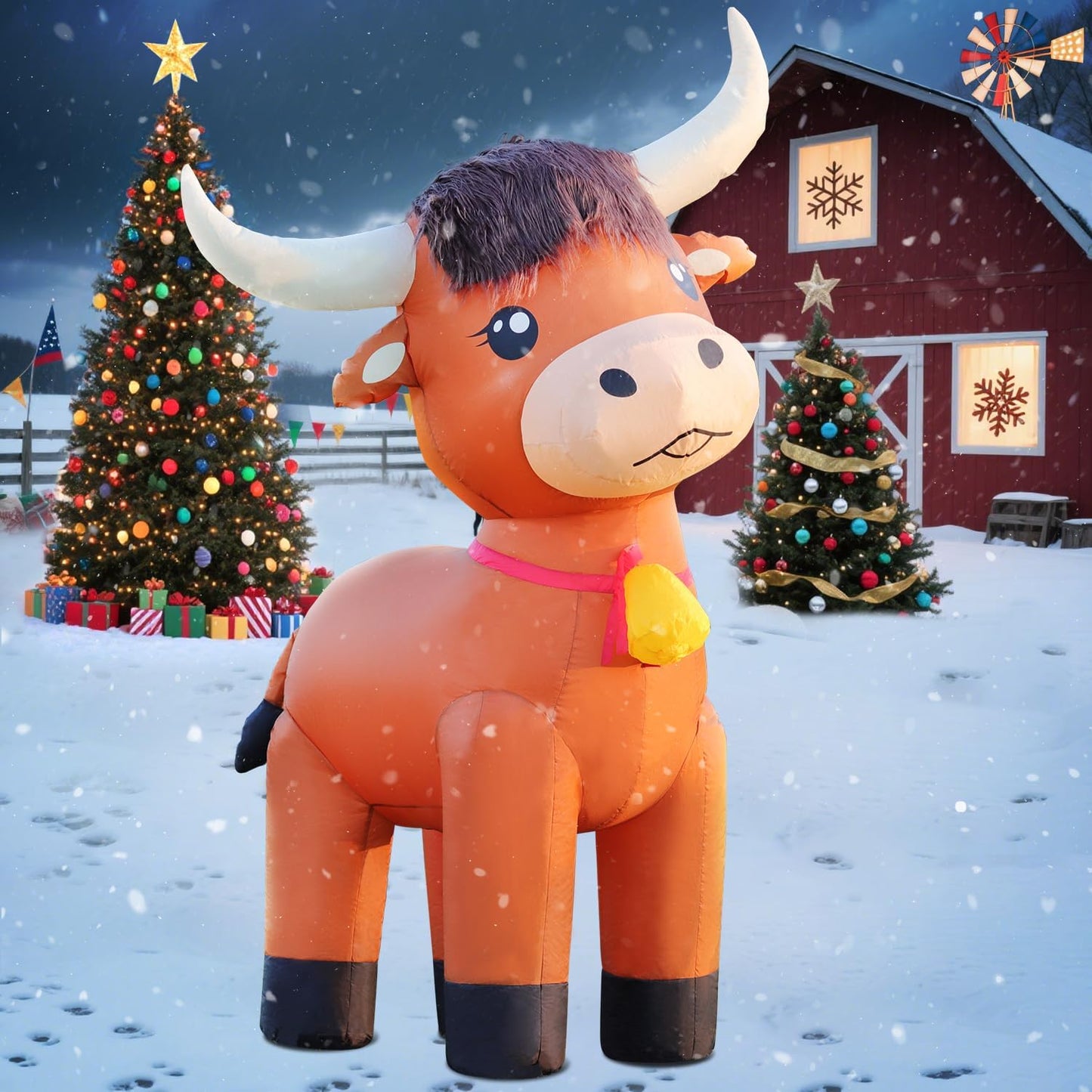Inflable vaca de montañés 6ft decoración patio luces LED