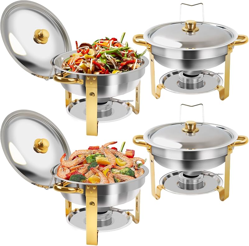 4 Pzas Platos Roce Bufé 1qt Acero Inox