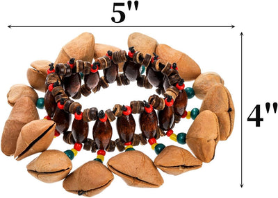 2 Pzas Pulsera Cáscara Nuez Campanilla Tribal Africana