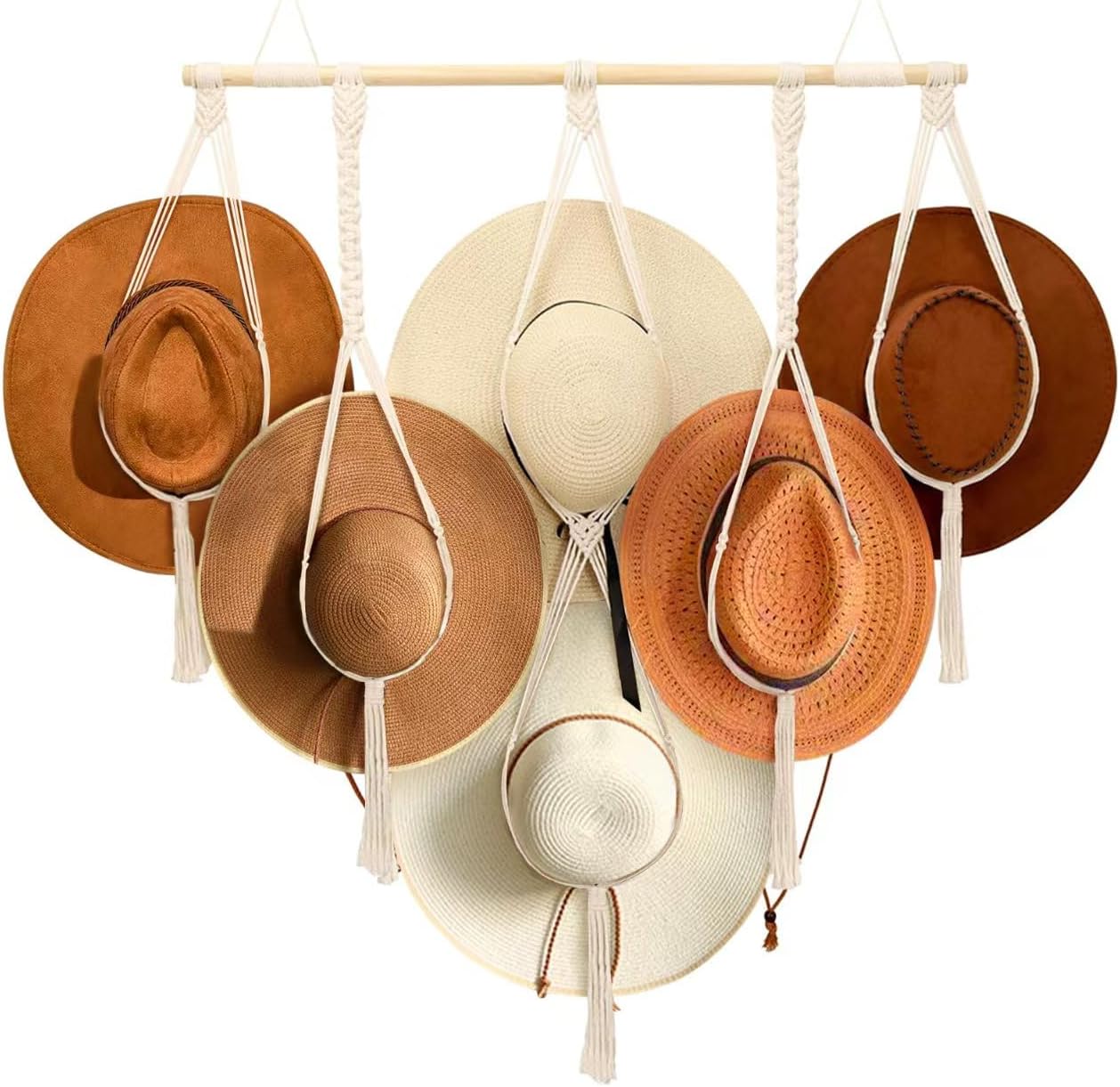 Perchas macramé para sombrero pared 41x31" decoración