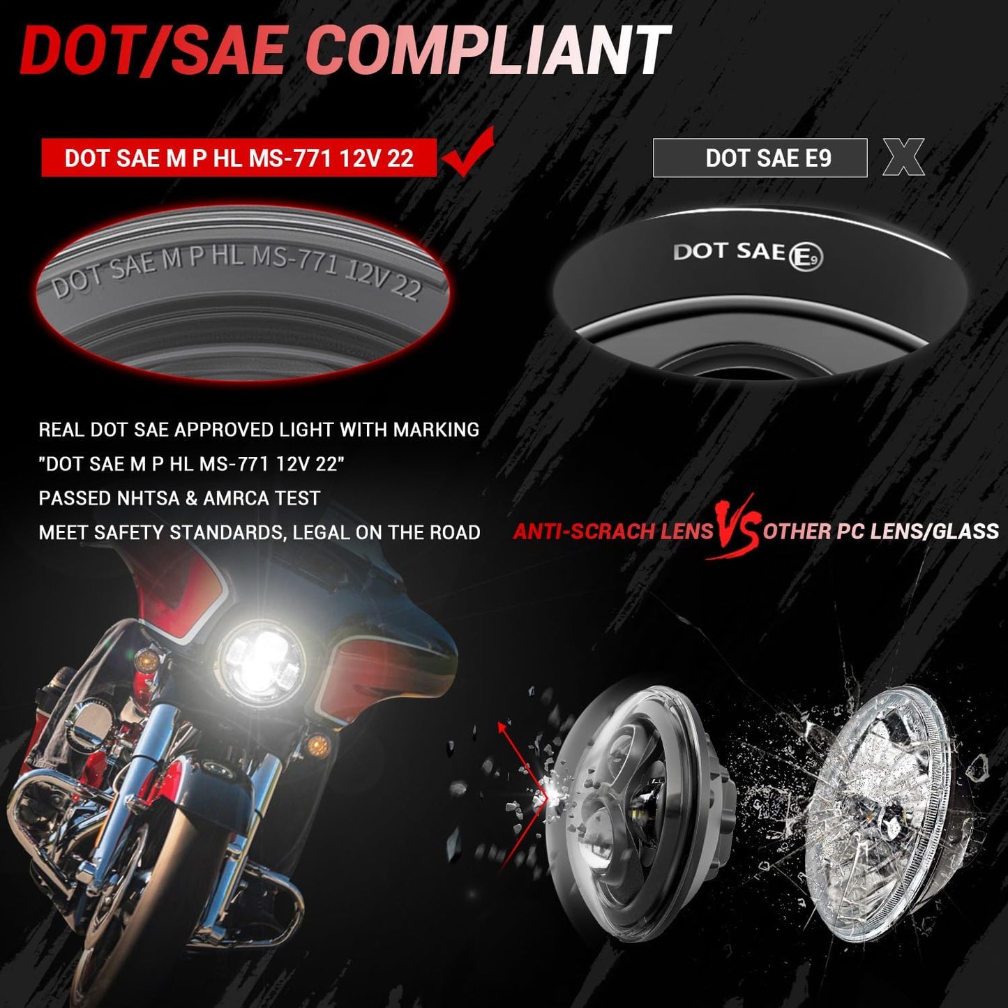Kit luz LED 7pulg para motocicleta Harley