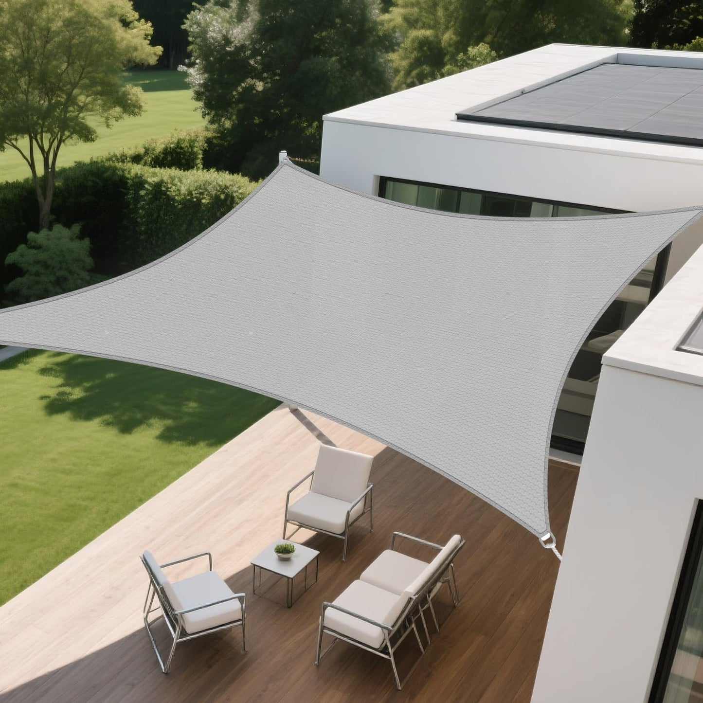 Toldo rectangular 10x14ft para patio jardín terraza gris