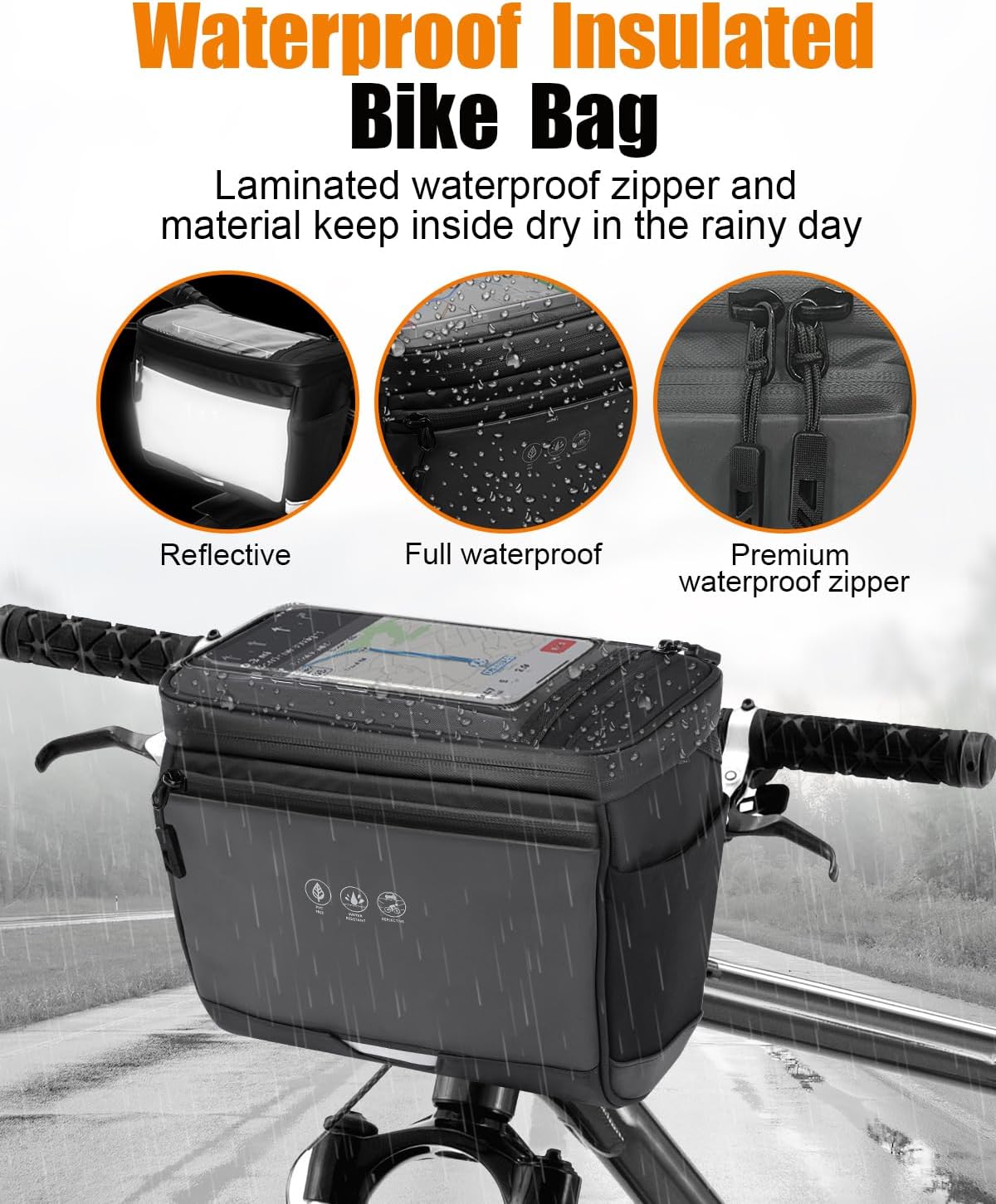 Bolsa aislante manillar bicicleta impermeable TPU