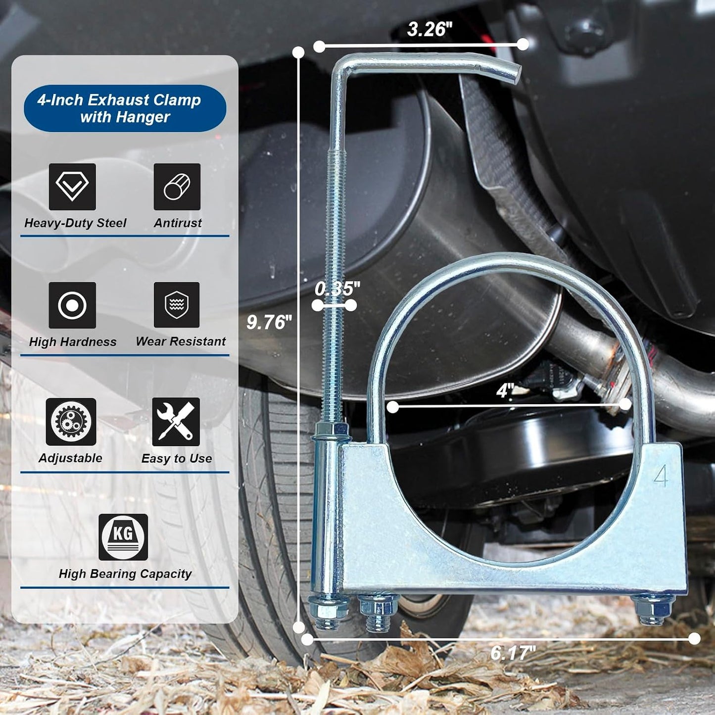Abrazadera escape universal 4" con colgador