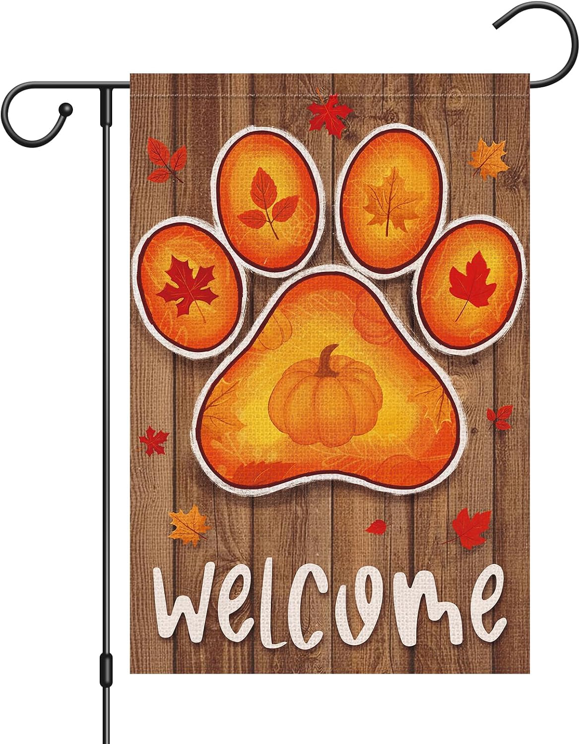 Bandera jardín pata perro 12x18pulg doble cara otoño