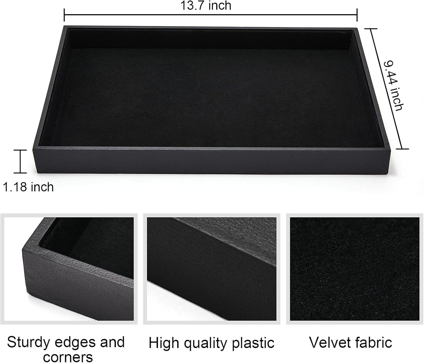 Bandeja apilable terciopelo negro 2 Uds organiz. aretes
