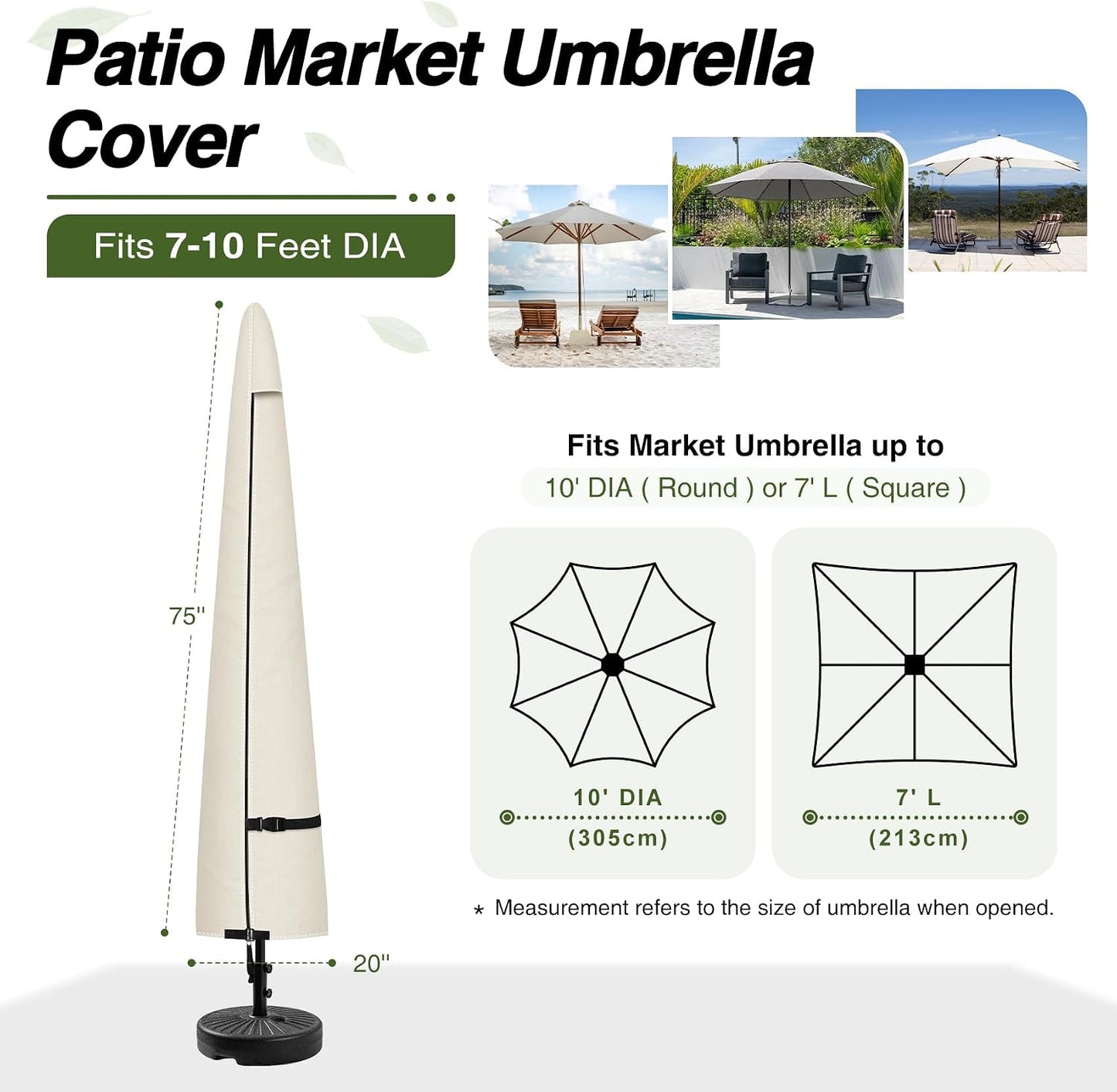 Cubierta parasol impermeable para sombrilla 7-10ft beige