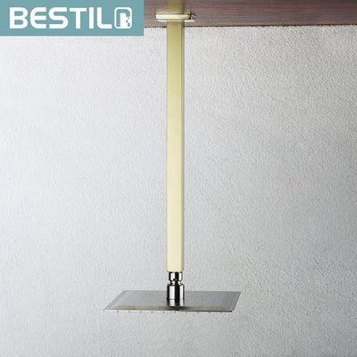 Brazo ducha techo oro cepillado 16pulg cuadrado lluvia