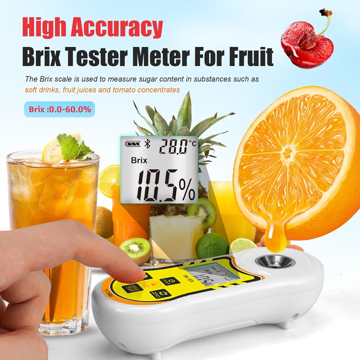 Refractómetro Brix y salinidad 0-60% para alimentos y