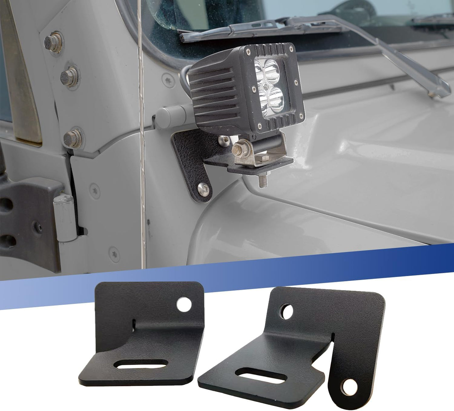 Soporte bisagra parabrisas Jeep TJ YJ con luz negro