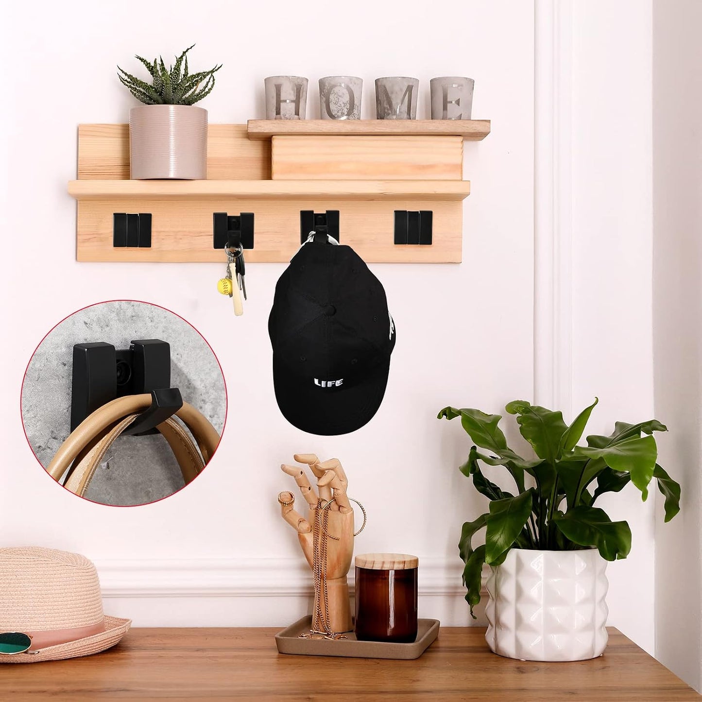 4 Ganchos Plegables Aluminio para Colgar en Pared