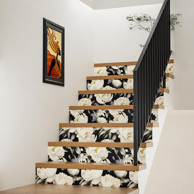 Papel tapiz floral negro autoadhesivo para gabinetes
