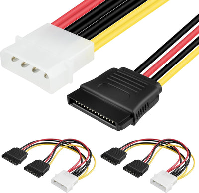 Cable adaptador SATA 4 pines macho a 15 hembra set 2