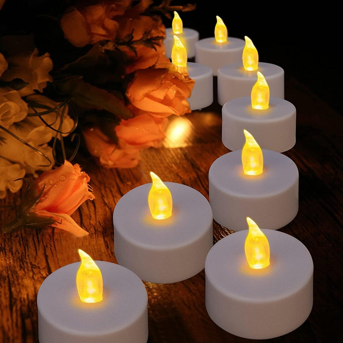 50 Velas LED Té Parpadeantes Amarillo Cálido 200h Batería