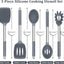 Set 5 Utensilios Silicón Antiadherente Mango Acero Inox