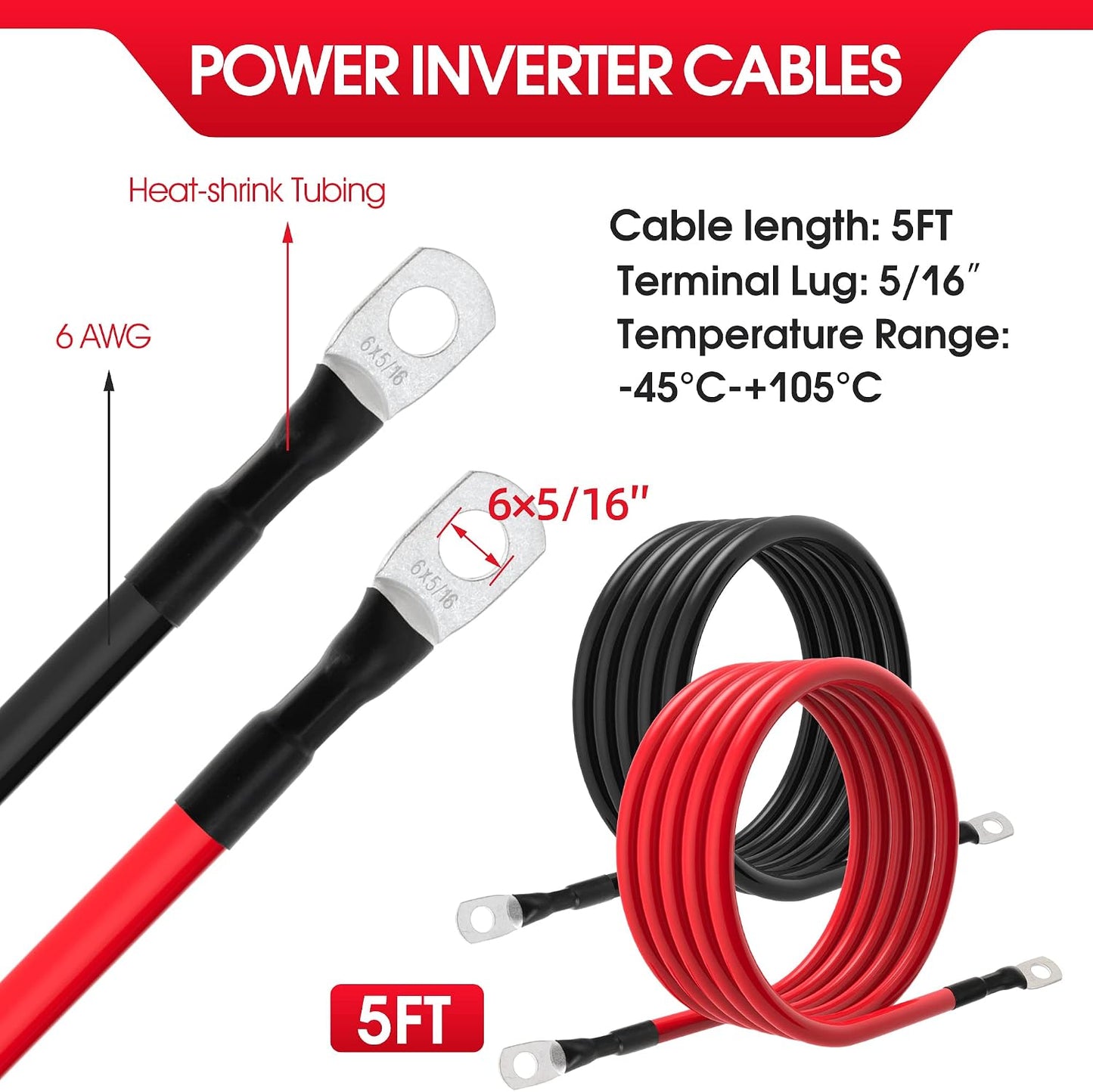 Cable batería 6 AWG cobre estañado para inversor solar RV