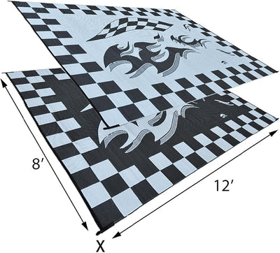 Tapete Negro con Cuadros 8x12ft para Sala y Dormitorio