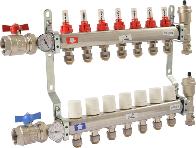 Colector calefacción radiante 7 bucles para PEX Pipe y PE-RT